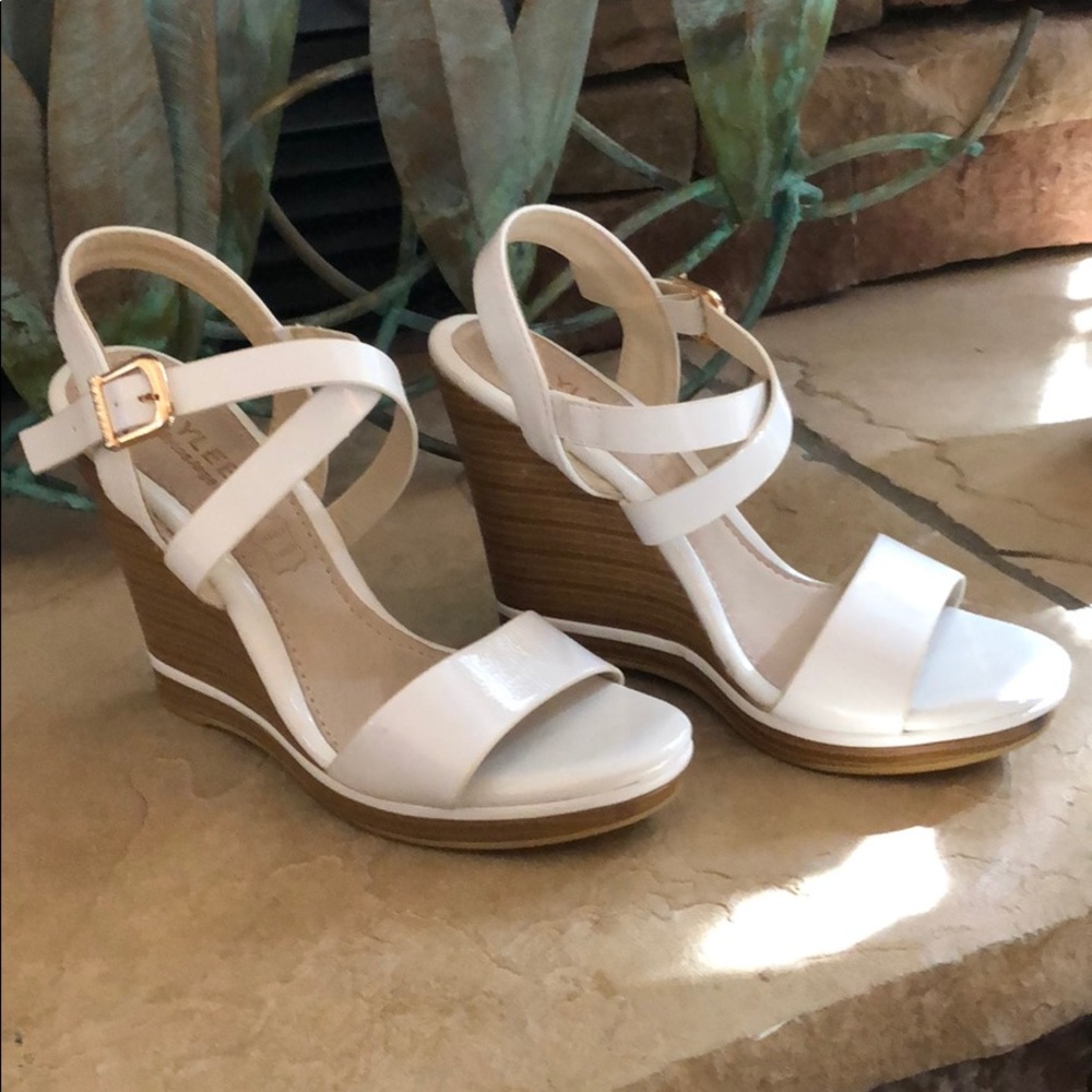 Kayleen White Wedge Heels